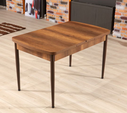 Masa de sufragerie extensibila, Beckley, Trend Barok, 132x79x76.5 cm, Nuc / Maro