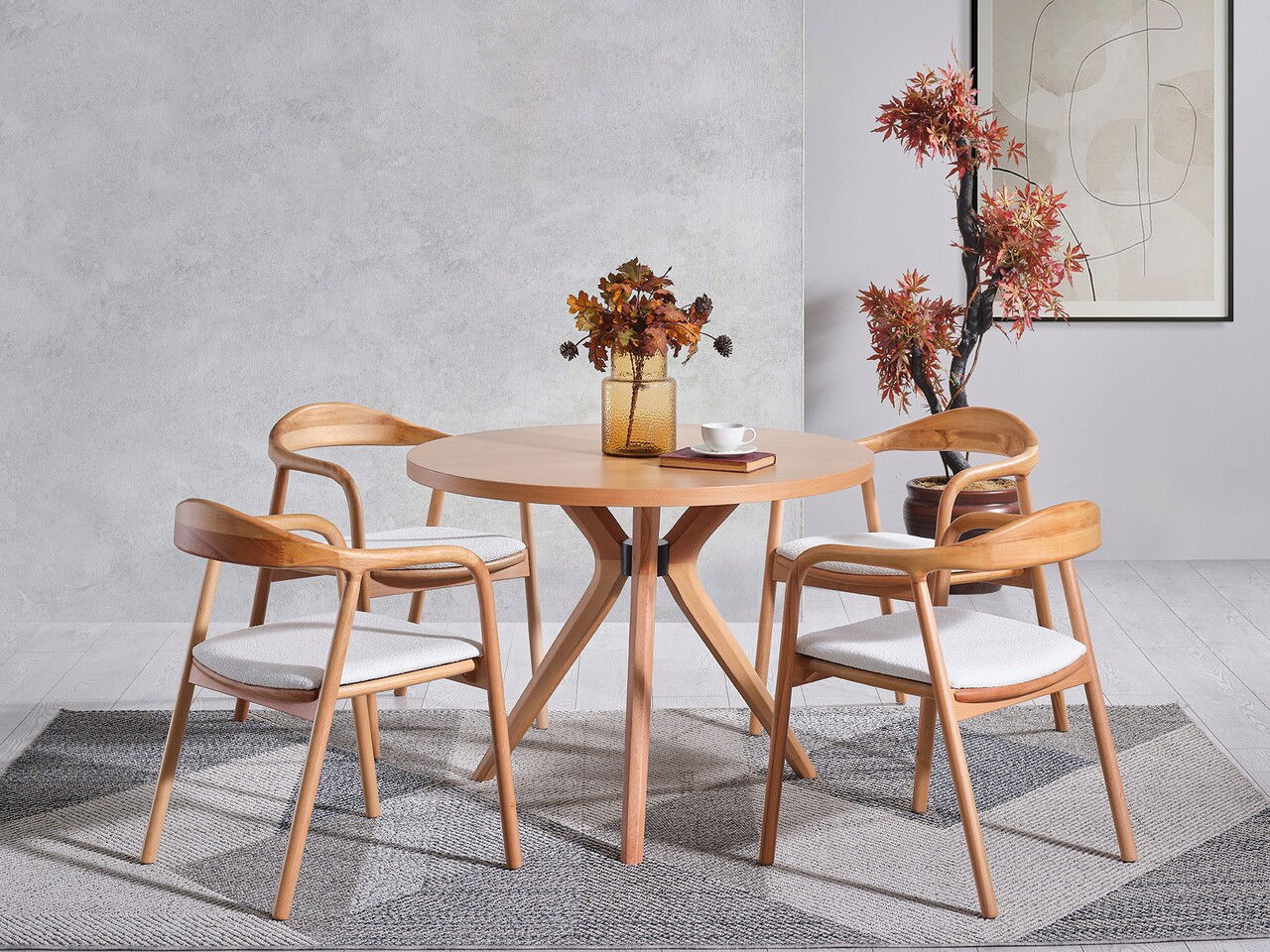 Set masă și scaune (4 piese), Fairfax, Lindy, Natural