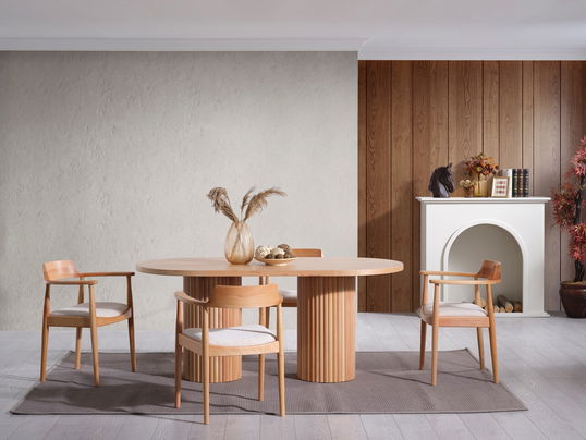 Set masă și scaune (4 piese), Fairfax, Napoli, Natural