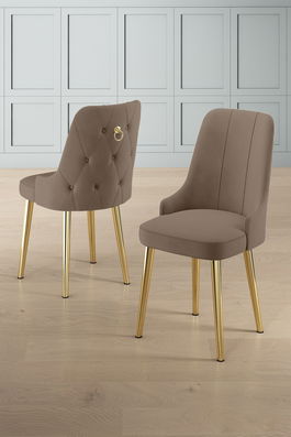 Set scaune (6 bucăți), Charlotte, Newa, Cappuccino / Aur