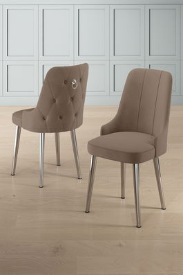 Set scaune (6 bucăți), Charlotte, Newa, Cappuccino / Chrome