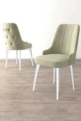 Set scaune (6 bucăți), Charlotte, Newa, Crem/Alb