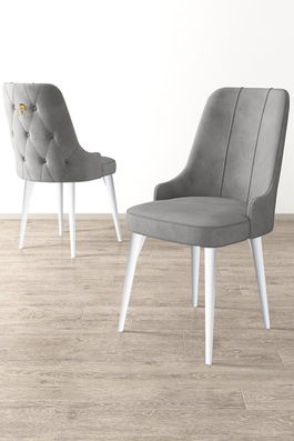 Set scaune (6 bucăți), Charlotte, Newa, Gri/Alb