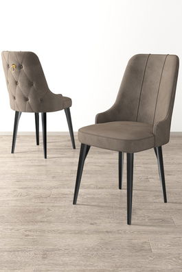 Set scaune (6 bucăți), Charlotte, Newa, Cappuccino / Negru