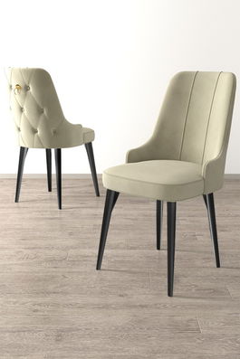 Set scaune (6 bucăți), Charlotte, Newa, Crem/Negru