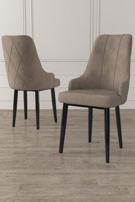 Set scaune (6 bucăți), Charlotte, Trex, Cappuccino / Negru