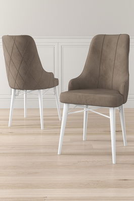 Set scaune (6 bucăți), Charlotte, Neta, Cappuccino / Alb