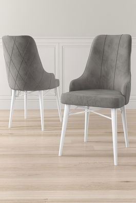 Set scaune (6 bucăți), Charlotte, Neta, Gri/Alb