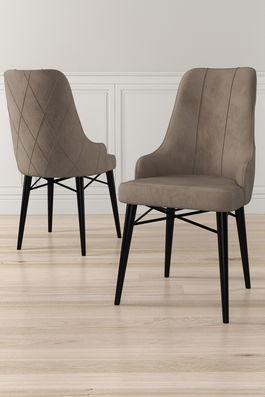 Set scaune (6 bucăți), Charlotte, Neta, Cappuccino / Negru