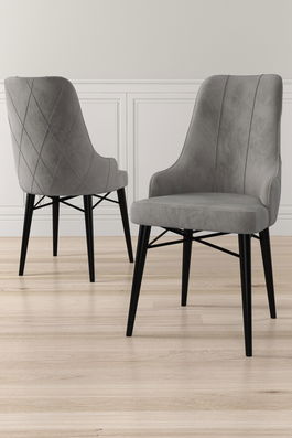 Set scaune (6 bucăți), Charlotte, Neta, Gri/Negru