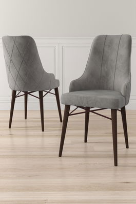 Set scaune (6 bucăți), Charlotte, Neta, Gri/Maro