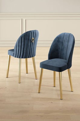 Set scaune (6 bucăți), Charlotte, Mara, Antracit / Aur