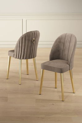 Set scaune (6 bucăți), Charlotte, Mara, Cappuccino / Aur