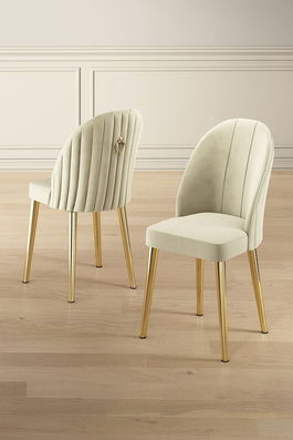 Set scaune (6 bucăți), Charlotte, Mara, Crem / Aur