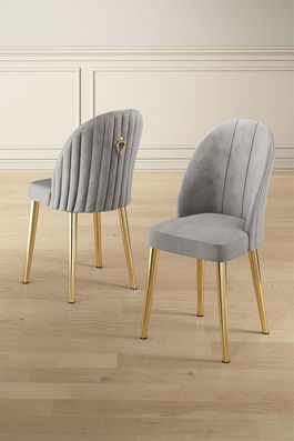 Set scaune (6 bucăți), Charlotte, Mara, Gri / Auriu