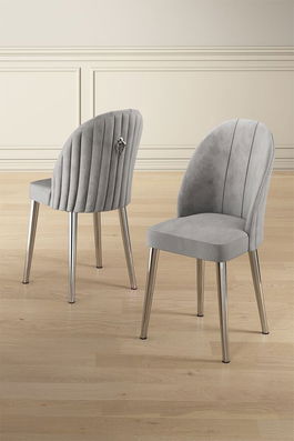Set scaune (6 bucăți), Charlotte, Mara, Gri/Crom