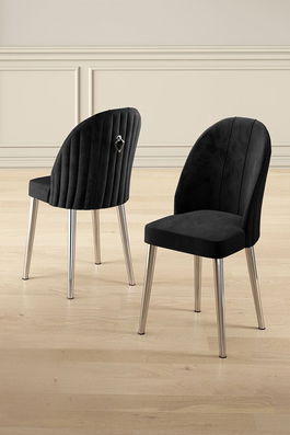 Set scaune (6 bucăți), Charlotte, Mara, Negru / Crom
