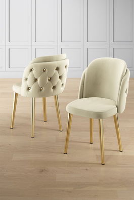 Set scaune (6 bucăți), Charlotte, Axle, Crem / Aur