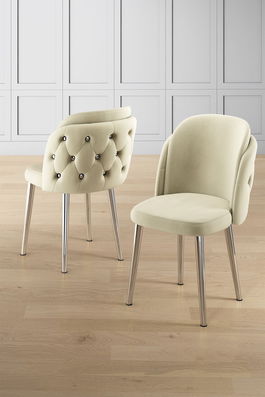 Set scaune (6 bucăți), Charlotte, Axle, Crem / Crom