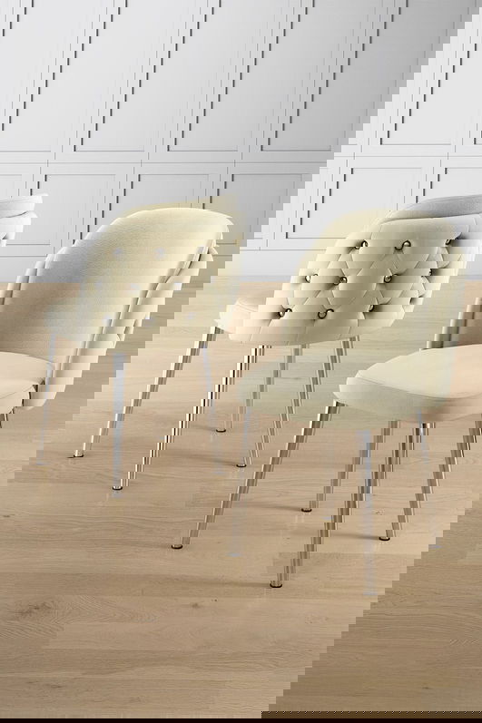 Set scaune (6 bucăți), Charlotte, Axle, Crem / Crom