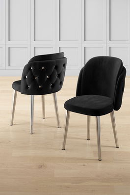 Set scaune (6 bucăți), Charlotte, Axle, Negru / Crom