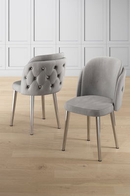 Set scaune (6 bucăți), Charlotte, Axle, Gri/Crom