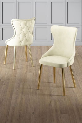 Set scaune (6 bucăți), Charlotte, Alpa, Crem / Aur