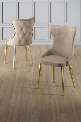 Set scaune (6 bucăți), Charlotte, Alpa, Cappuccino / Aur