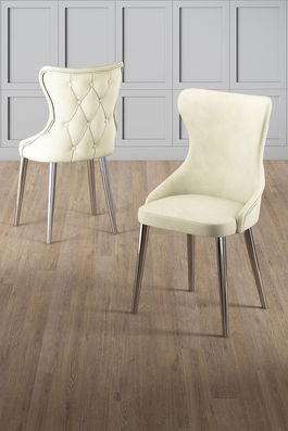 Set scaune (6 bucăți), Charlotte, Alpa, Crem / Crom