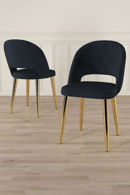 Set scaune (6 bucăți), Charlotte, Pane, Antracit / Aur