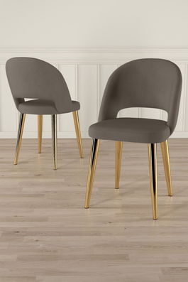 Set scaune (6 bucăți), Charlotte, Pane, Cappuccino / Aur