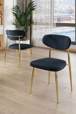 Set scaune (6 bucăți), Charlotte, Vina, Antracit / Aur