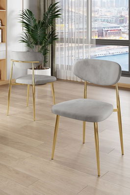 Set scaune (6 bucăți), Charlotte, Vina, Gri / Auriu