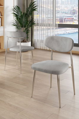 Set scaune (6 bucăți), Charlotte, Vina, Gri/Crom