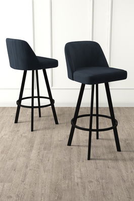 Set scaun de bar (6 bucăți), Charlotte, Atex, Antracit / Negru