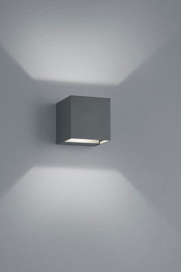 Aplica de perete pentru exterior Adaja, TRIO, 8x8x8 cm, 3W, 2x SMD, aluminiu turnat, antracit