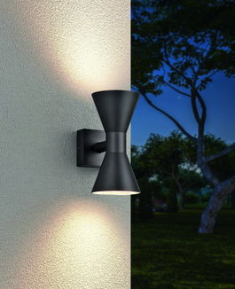 Aplica de perete pentru exterior Ardas, TRIO, 7.6x15x20 cm, 10W, 2x GU10, aluminiu turnat, negru mat
