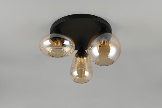 Plafoniera Lumina, TRIO, 35x24.5 cm, 10W, 3x E14, metal, negru mat