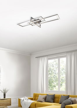 Plafoniera Salinas, TRIO, 100x40x11.5 cm, 34W, 1x SMD, metal, argintiu mat