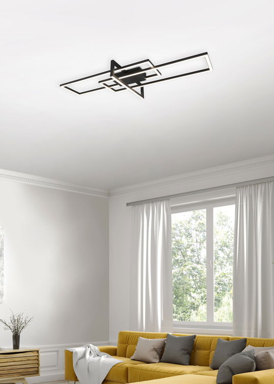 Plafoniera Salinas, TRIO, 100x40x11.5 cm, 34W, 1x SMD, metal, negru mat