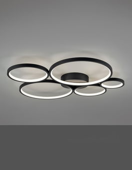 Plafoniera Rondo, TRIO, 59x53x5.5 cm, 49W, 1x SMD, metal, negru mat
