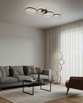 Lampadar Rondo, TRIO, 47x20x115 cm, 36W, 1x SMD, metal, negru mat