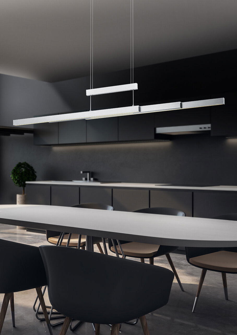 Lustra Trajan, TRIO, 150.5x6x150 cm, 45W, 1x SMD, metal, argintiu mat
