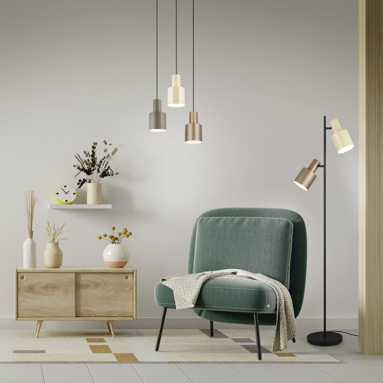 Lampadar Agudo, TRIO, 30x23x159.5 cm, 10W, 2x E27, metal, multicolor