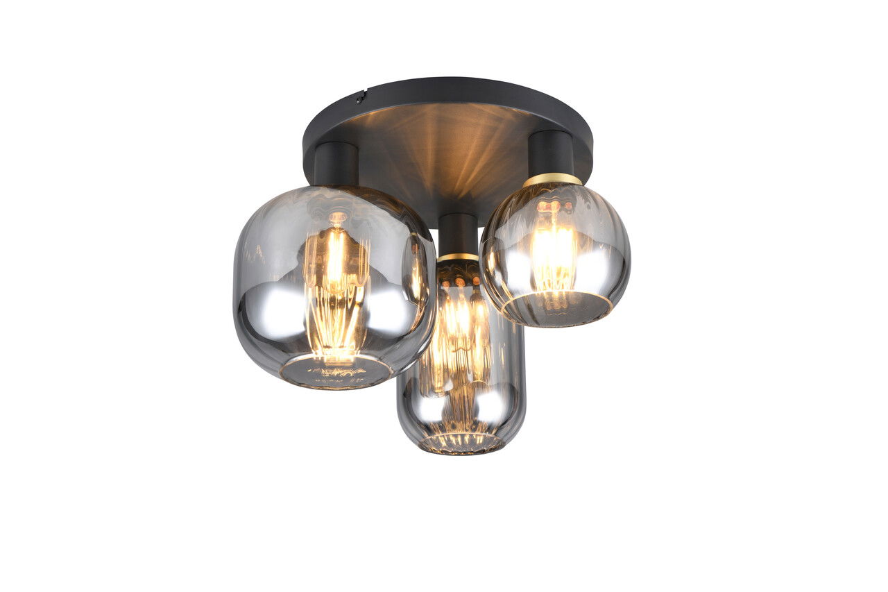 Plafoniera Diva, TRIO, 39x28.5 cm, 10W, 3x E27, metal, negru mat