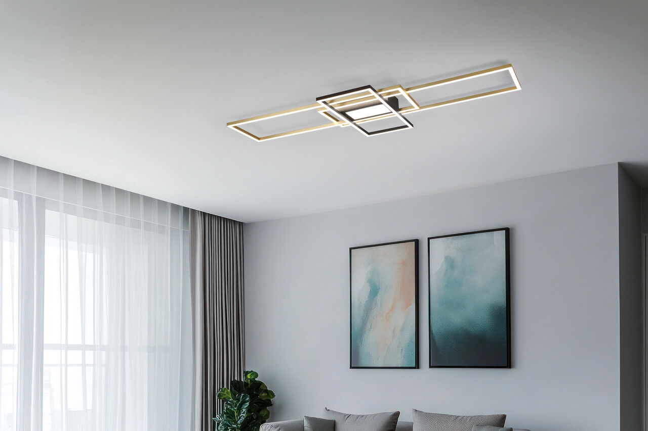 Plafoniera Irvine, TRIO, 105x42x6.5 cm, 60W, 1x SMD, metal, bronz mat/negru
