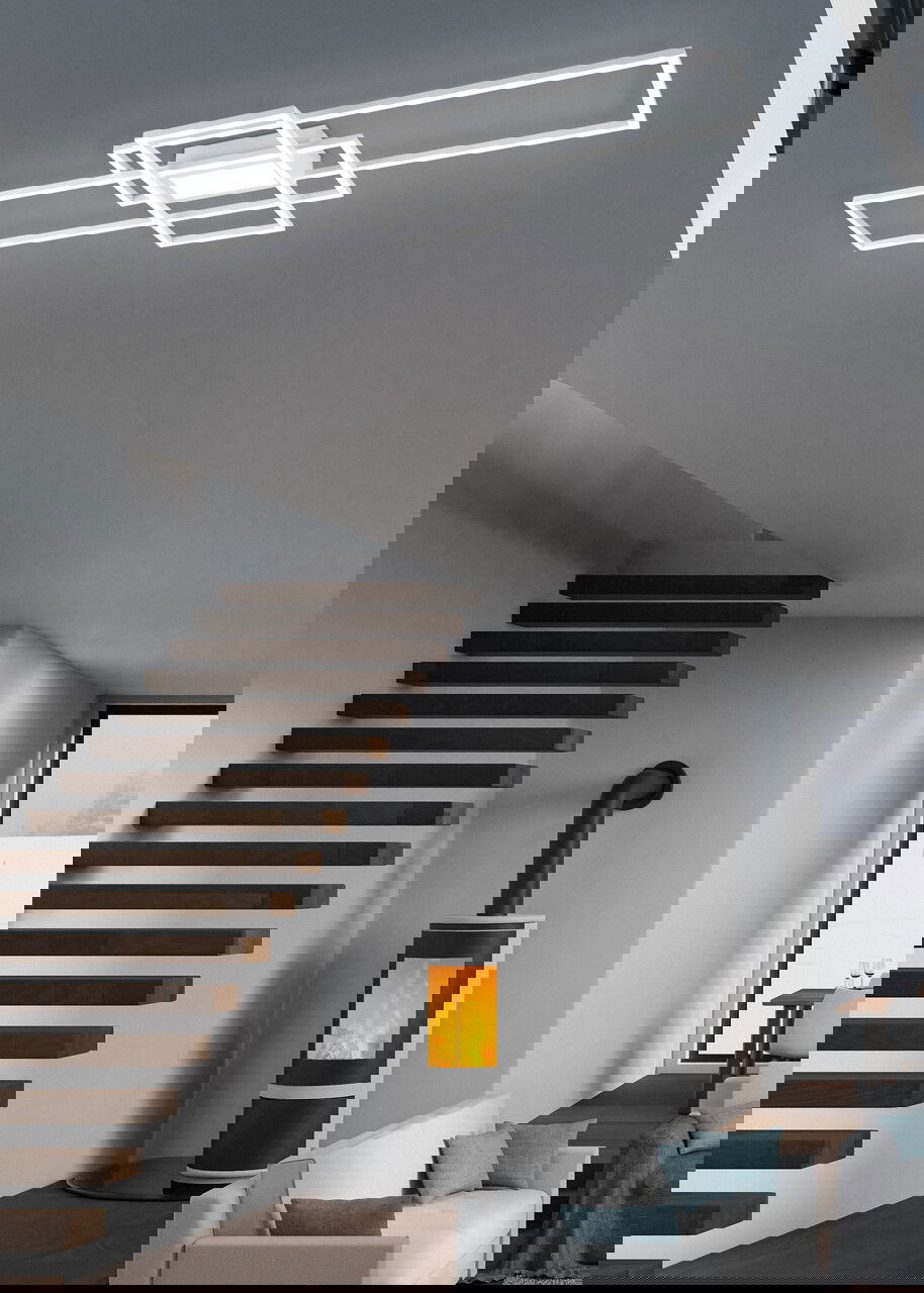 Plafoniera Irvine, TRIO, 105x42x6.5 cm, 60W, 1x SMD, metal, alb mat