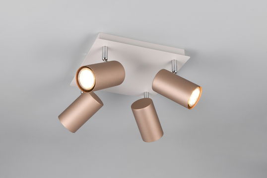 Plafoniera Marley, TRIO, 24x24x15 cm, 35W, 4x GU10, metal, alb/bronz