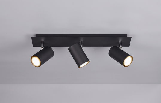 Plafoniera Marley, TRIO, 48x9x15 cm, 35W, 3x GU10, metal, negru mat