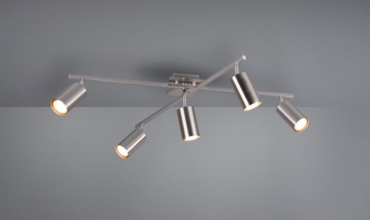 Plafoniera Marley, TRIO, 77.4x57.4x22.4 cm, 35W, 5x GU10, metal, argintiu mat